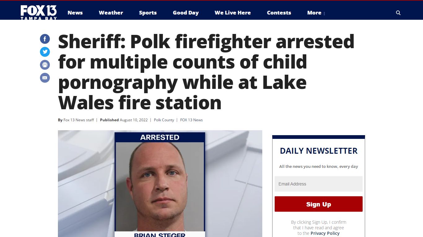 Sheriff: Polk firefighter arrested for multiple counts of child ...
