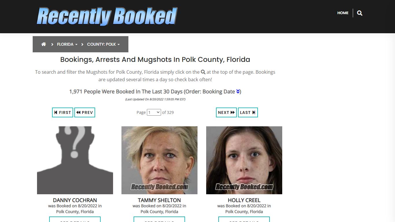 Recent bookings, Arrests, Mugshots in Polk County, Florida